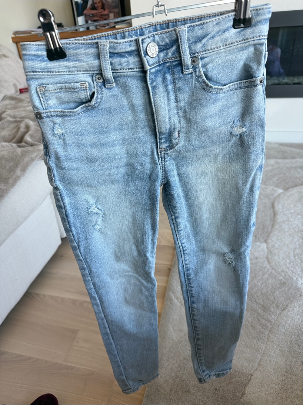 GAP Light Blue Skinny Jeans with Subtle Distressing